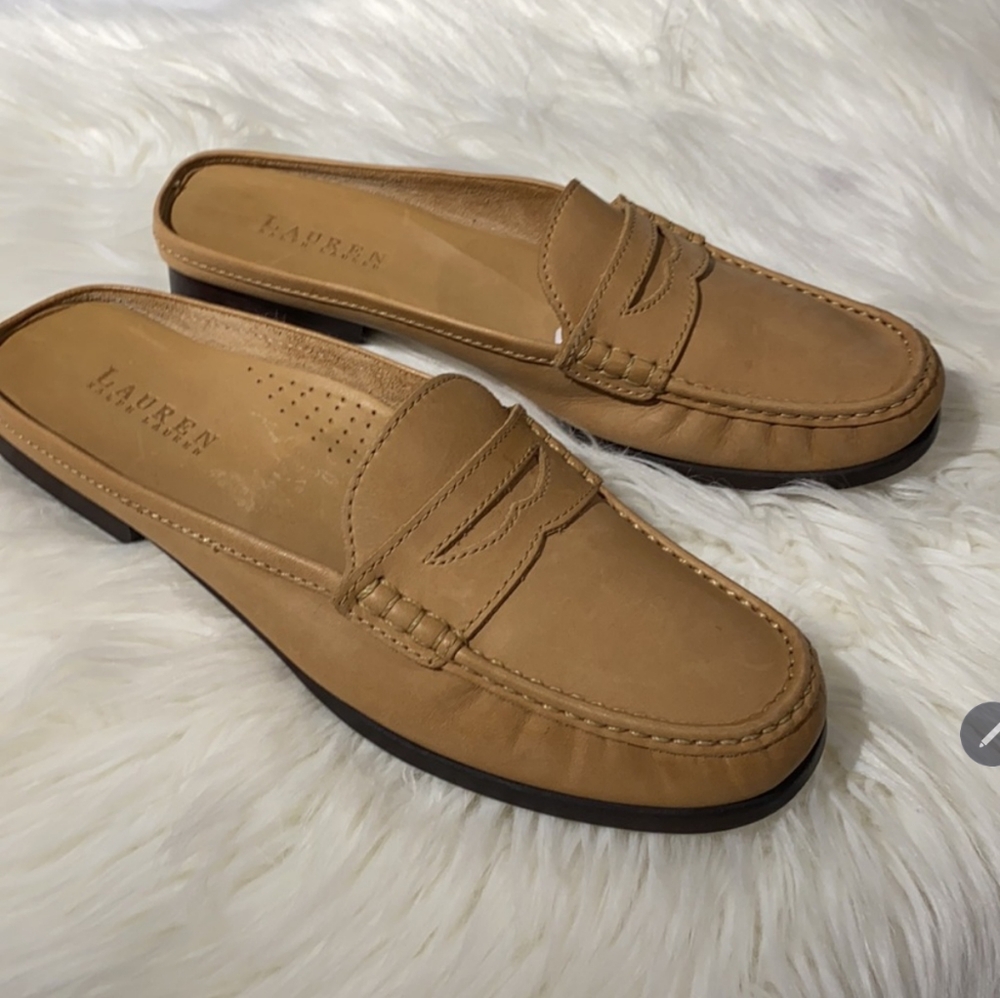 RALPH LAUREN WOMEN'S CAROL SLIP ON MULES LOAFER SHOES SIZE 9B